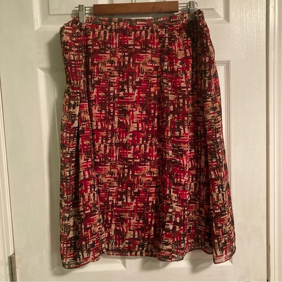 Dressbarn red and orange fall midi skirt women’s 18W - Picture 2 of 10